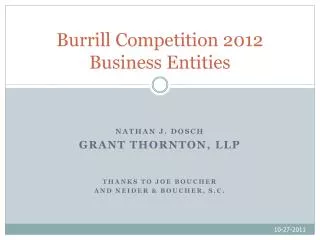 Burrill Competition 2012 Business Entities