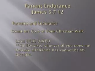Patient Endurance James 5:7-12