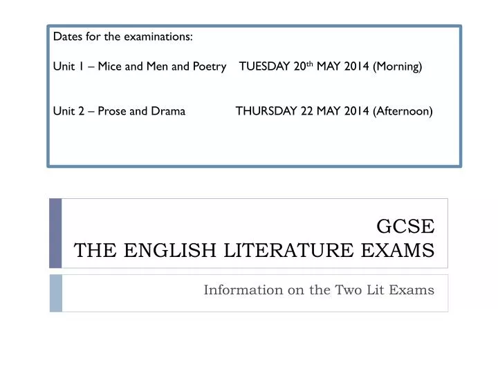 gcse the english literature exams