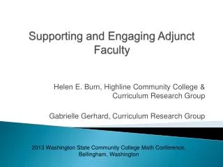 Supporting and Engaging Adjunct Faculty
