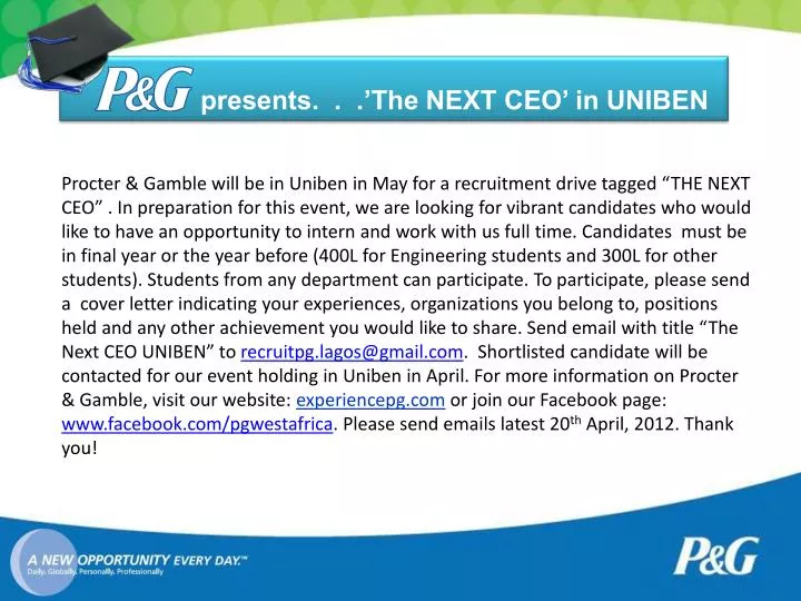 presents the next ceo in uniben