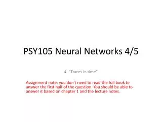 PSY105 Neural Networks 4/5