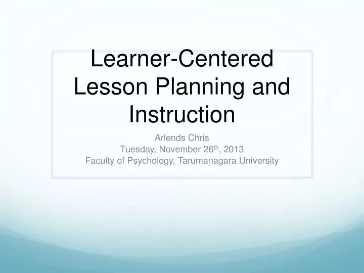 learner centered lesson planning and instruction