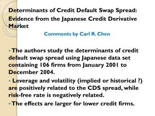 Determinants of Credit Default Swap Spread: Evidence from the Japanese Credit Derivative Market