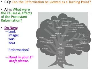 E.Q: Can the Reformation be viewed as a Turning Point ? Aim : What were