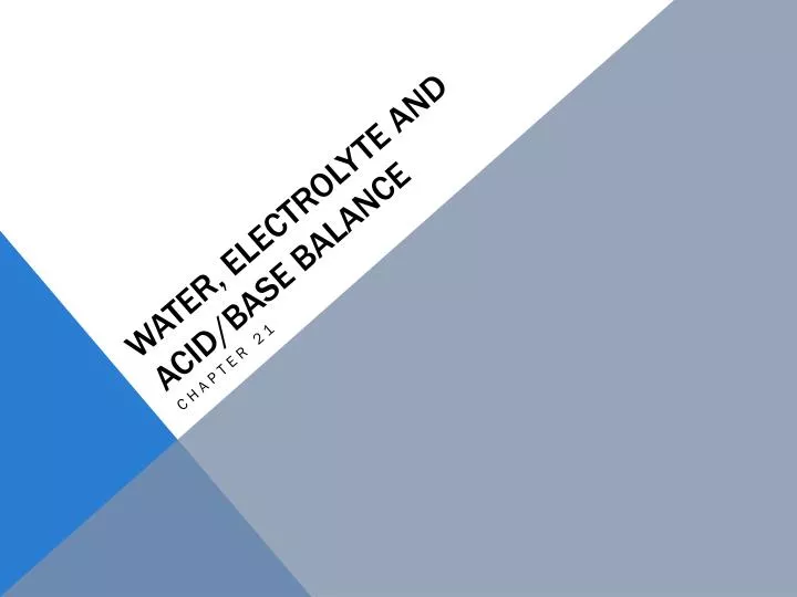 water electrolyte and acid base balance