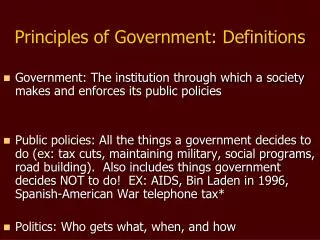 Principles of Government: Definitions