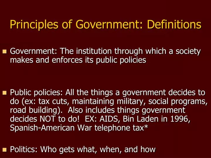 PPT - Principles of Government: Definitions PowerPoint Presentation ...
