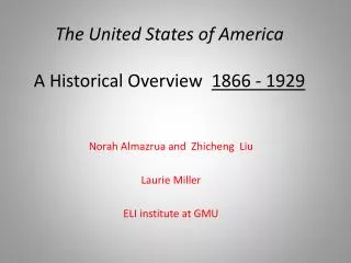 the united states of america a historical overview 1866 1929