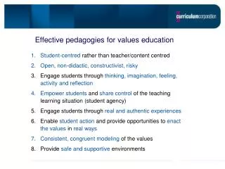 effective pedagogies for values education