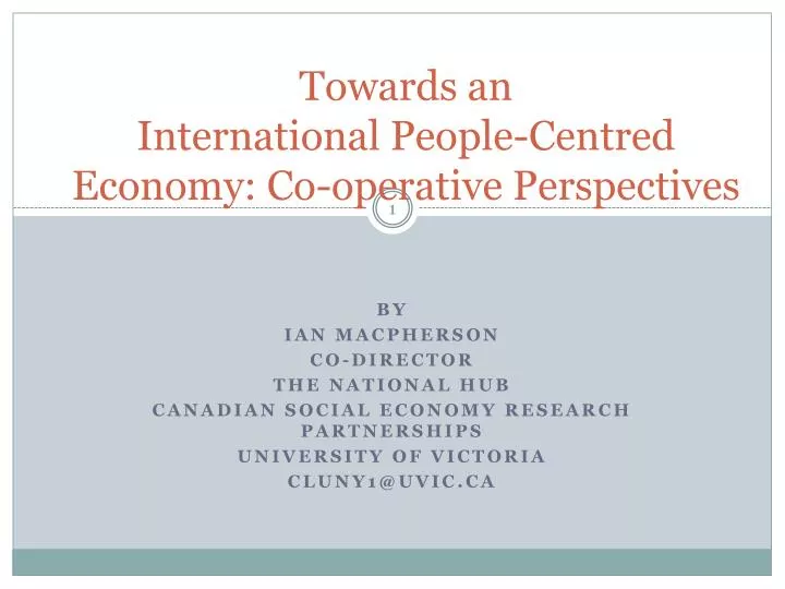 towards an international people centred economy co operative perspectives