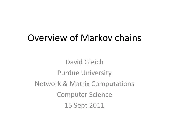 overview of markov chains