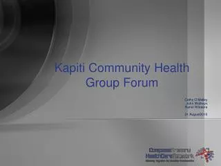 Kapiti Community Health Group Forum