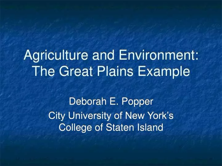agriculture and environment the great plains example