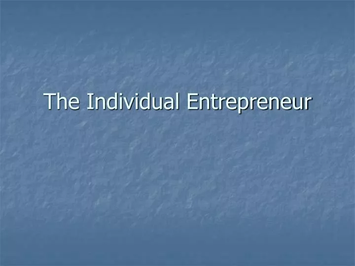 the individual entrepreneur