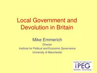 Local Government and Devolution in Britain