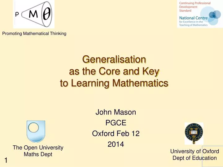 generalisation as the core and key to learning mathematics