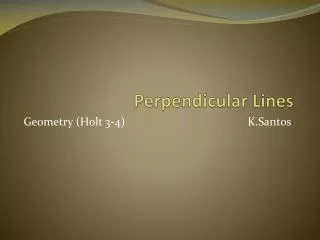 Perpendicular Lines