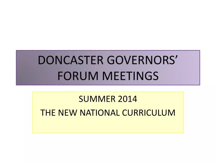 doncaster governors forum meetings