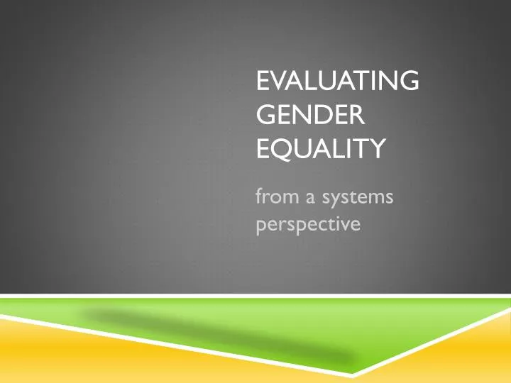 evaluating gender equality