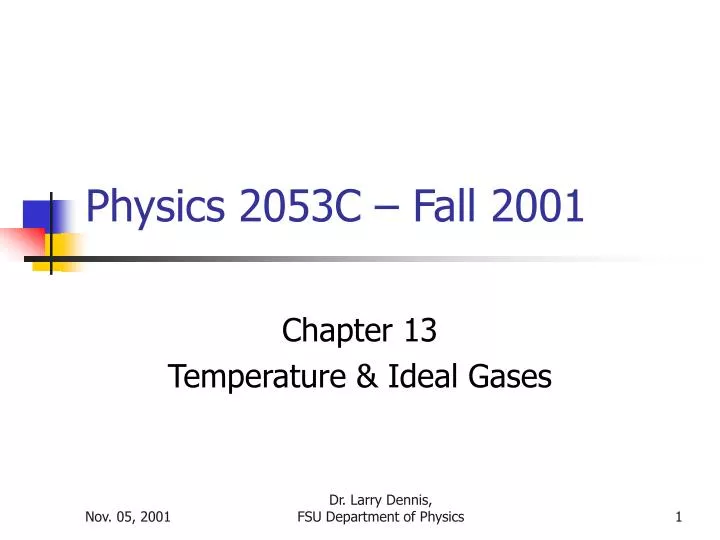 physics 2053c fall 2001