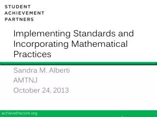 Implementing Standards and Incorporating Mathematical Practices