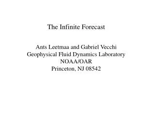The Infinite Forecast