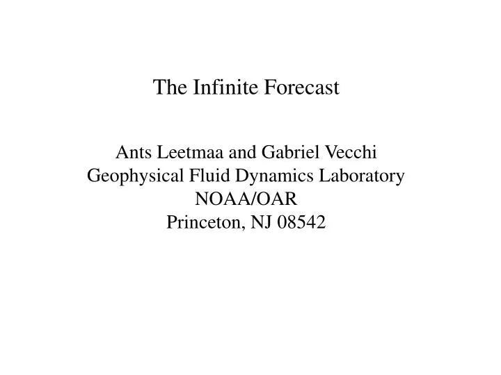 the infinite forecast