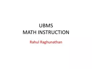 ubms math instruction