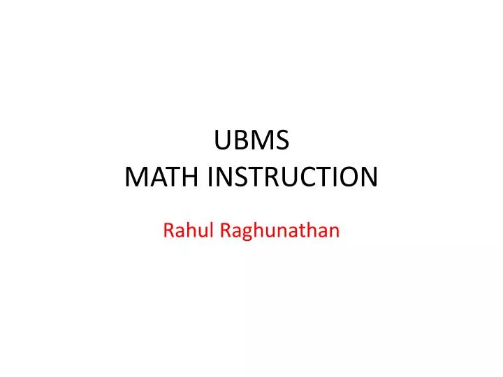 ubms math instruction