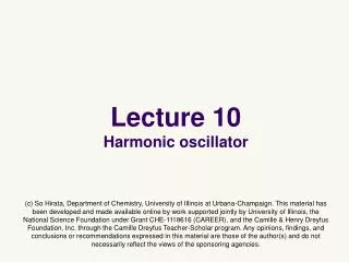 Lecture 10 Harmonic oscillator