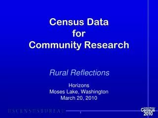 Census Data for Community Research