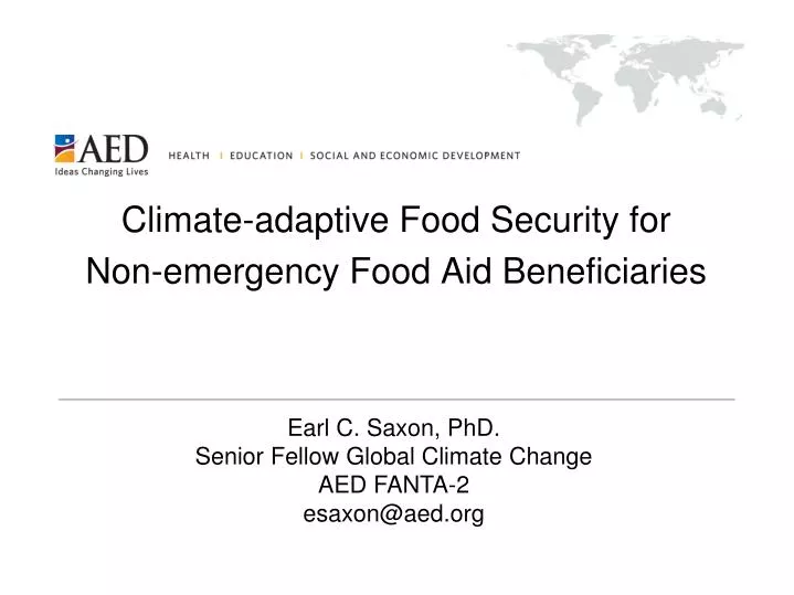 climate adaptive food security for non emergency food aid beneficiaries