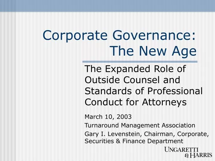 corporate governance the new age