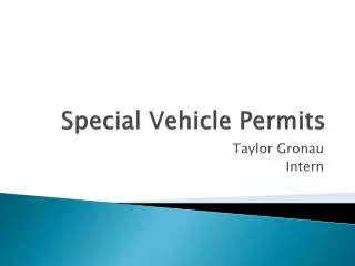 Special Vehicle Permits