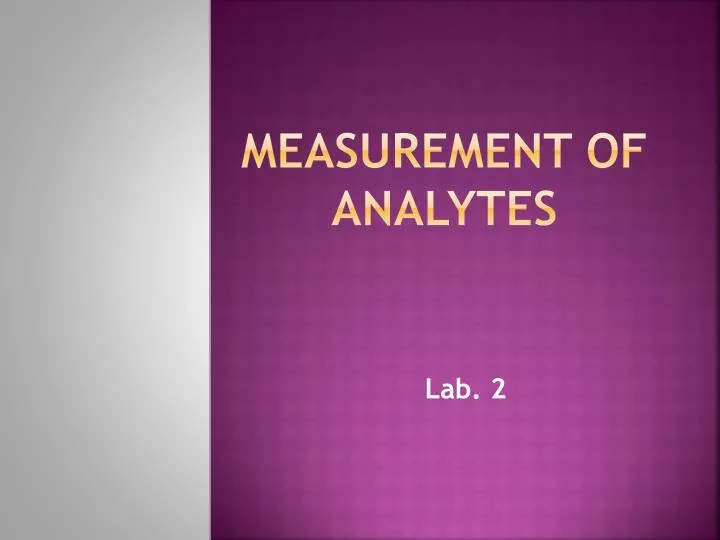 measurement of analytes
