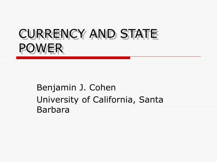 currency and state power