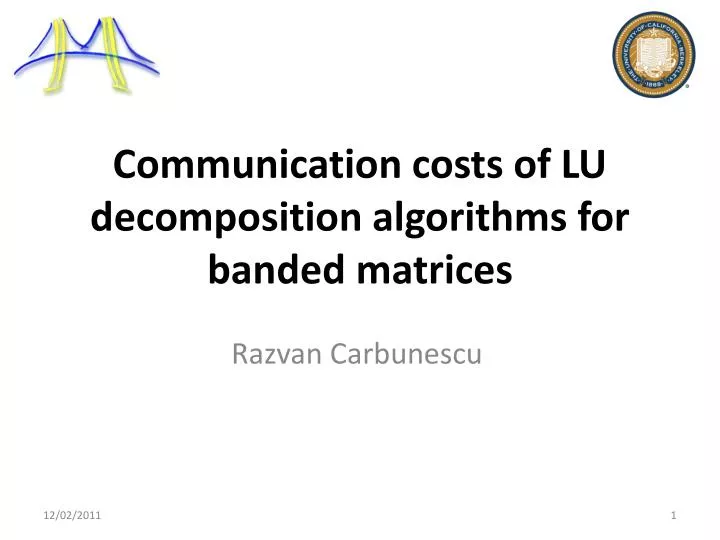 communication costs of lu decomposition algorithms for banded matrices