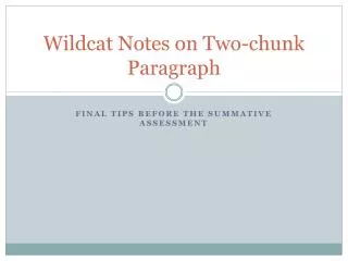 Wildcat Notes on Two-chunk Paragraph
