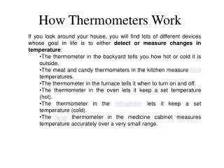 How Thermometers Work