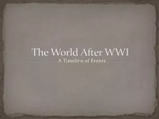 The World After WWI