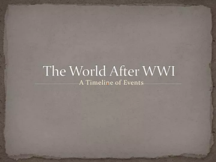 the world after wwi