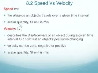 8.2 Speed Vs Velocity
