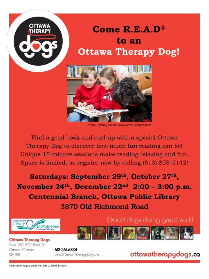 come r e a d to an ottawa therapy dog
