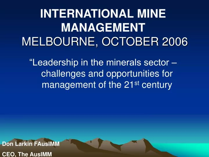 international mine management melbourne october 2006