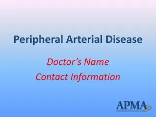 Peripheral Arterial Disease