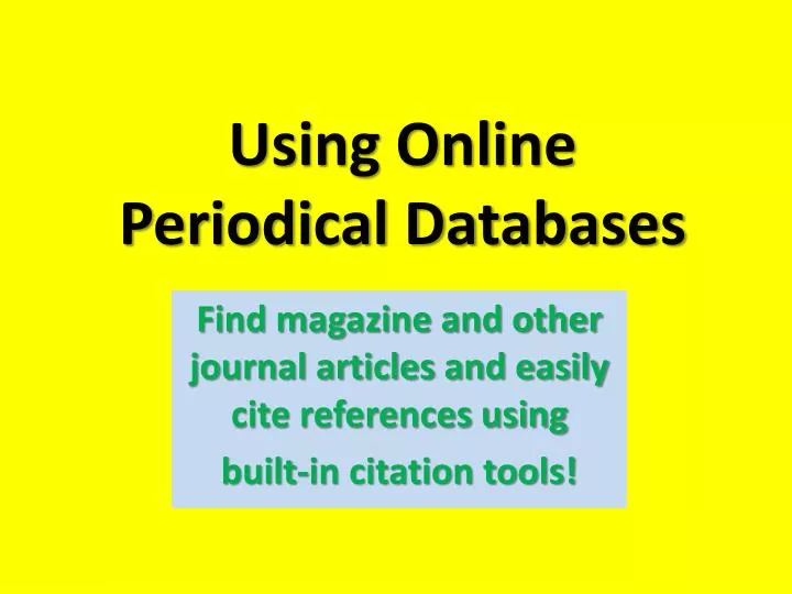 using online periodical databases
