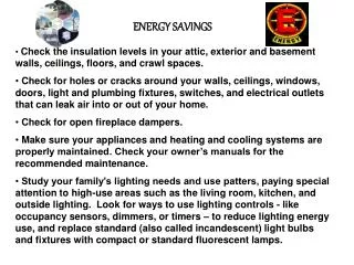 ENERGY SAVINGS