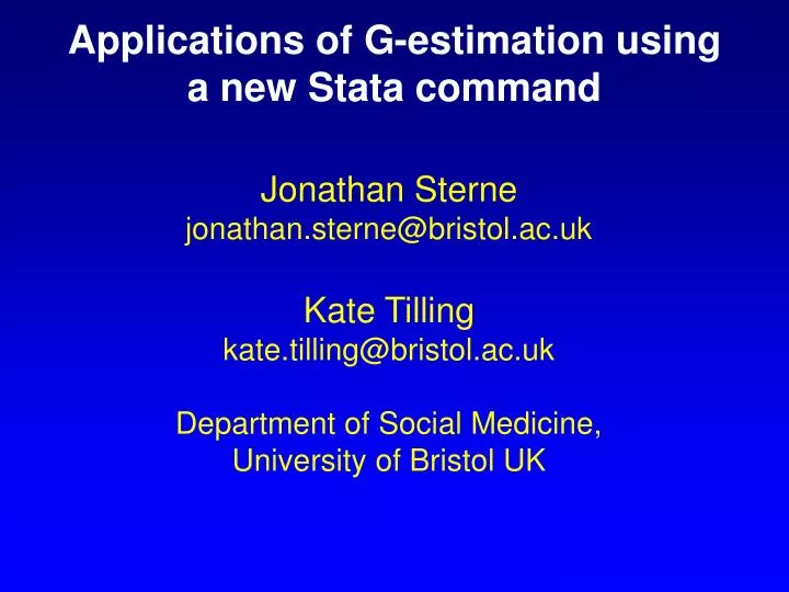 applications of g estimation using a new stata command