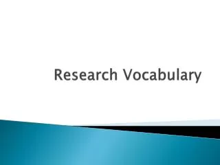 Research Vocabulary